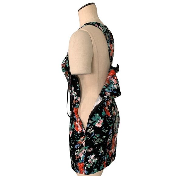 Material Girl Jr M Sleeveless Floral Bodycon Mini Dress Cutout Bow Back #224B - Picture 4 of 10